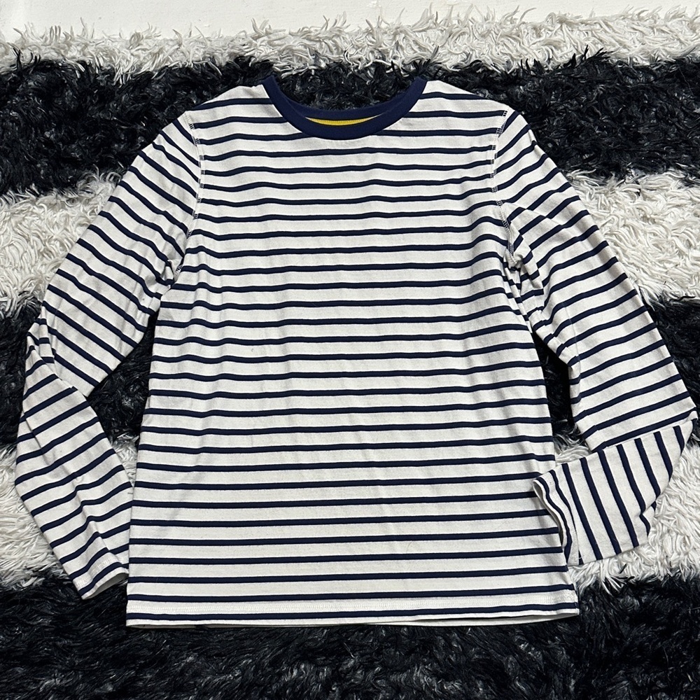 Boden Navy and White Striped Long Sleeve Tee, Sz 13-14